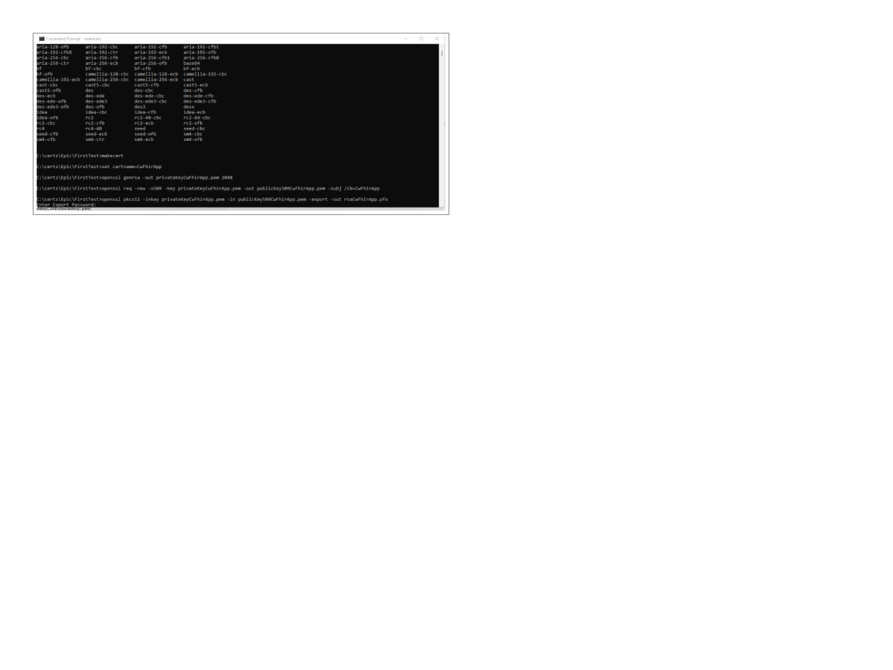 FHIR App Setup screen